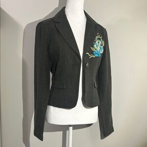 FANG Black Blazer with Blue Embroidery